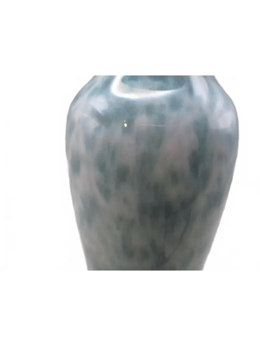 Vintage 1960s Flambé Art Pottery Vase Blue Turquoise Mottled Glaze 7
